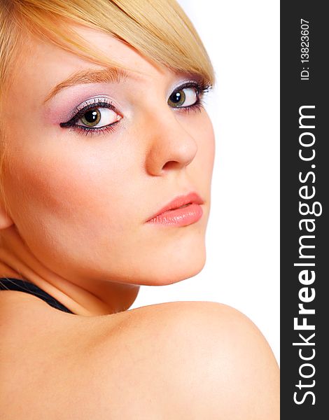 Portrait of beautiful blond woman, studio shot. Portrait of beautiful blond woman, studio shot