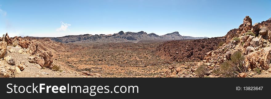 Volcanic landscape on a  clear day - Mount Teide, Tenerife. Volcanic landscape on a  clear day - Mount Teide, Tenerife