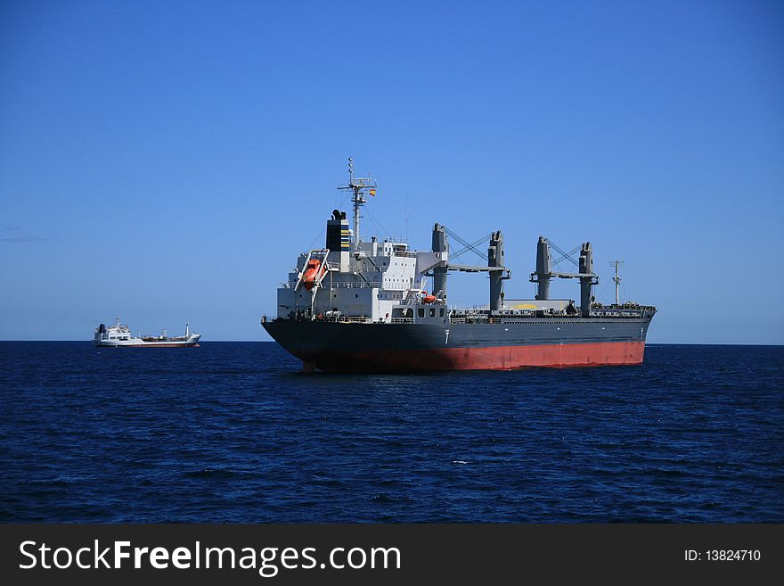 Bullcarrier merchant anchored in Alicante Bay