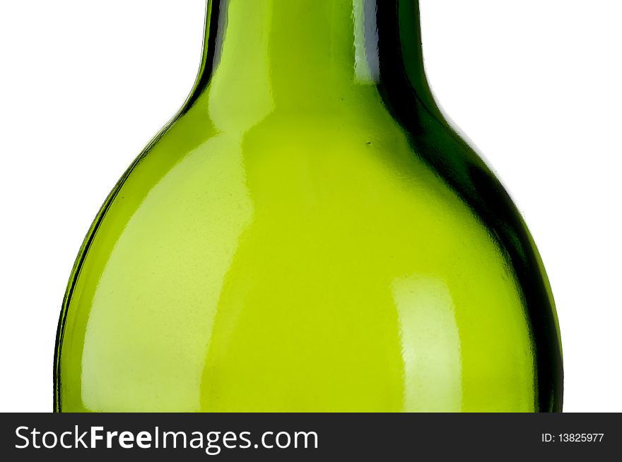Abstract close up of an empty green bottle of wine