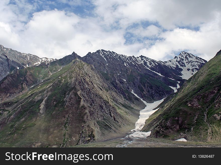 Himalayan mountain range with snow picks and blue sky. Himalayan mountain range with snow picks and blue sky.