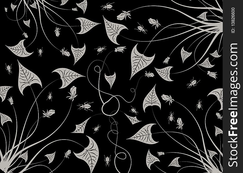 Black seamless leafs pattern