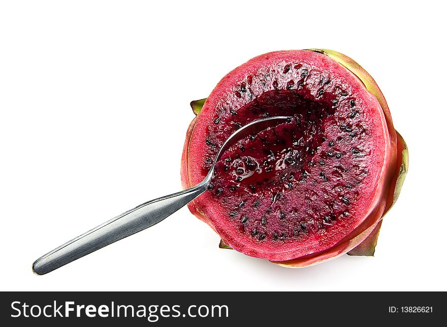 Red Dragon Fruit with spoon