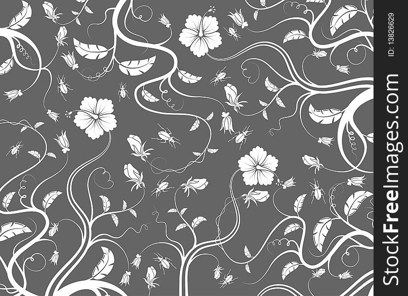 Illustration drawing of beautiful flower seamless pattern