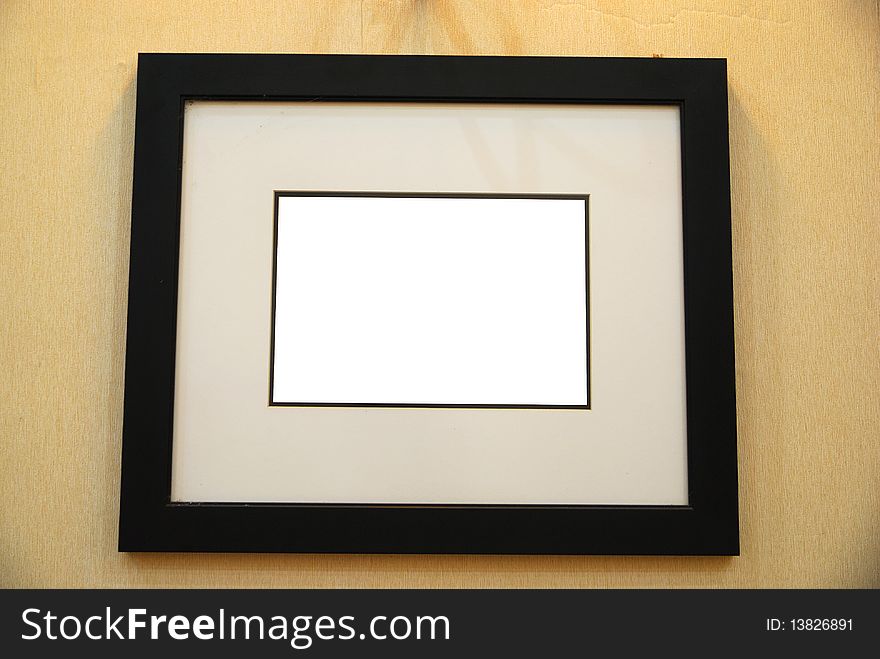 Photo of photo frame with white background and black frame. Photo of photo frame with white background and black frame