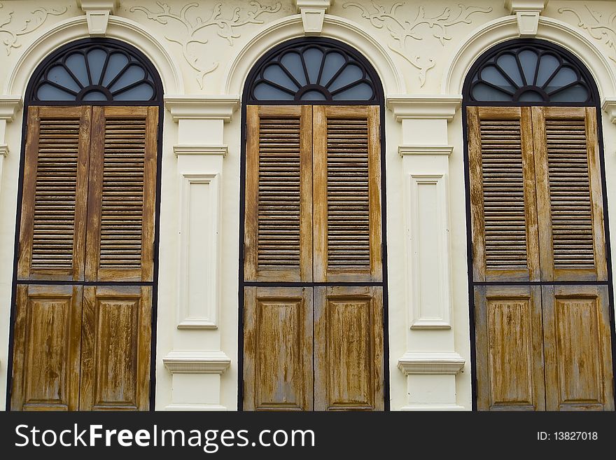 Chino portuguese architecture seen at many aged buildings in Phuket, Thailand. Chino portuguese architecture seen at many aged buildings in Phuket, Thailand