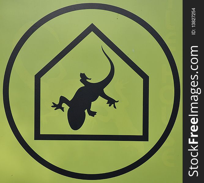 A lizard design showing live animals ahead. A lizard design showing live animals ahead.