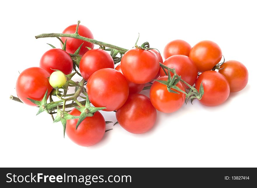 Cherry tomatoes isolated on white background