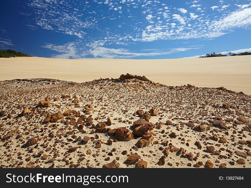 Stones in a desert on Fraser island, Australia. Stones in a desert on Fraser island, Australia