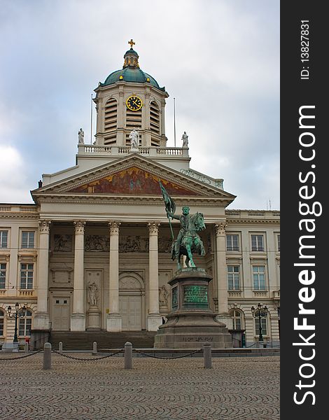 Brussels Church in city centre in winter