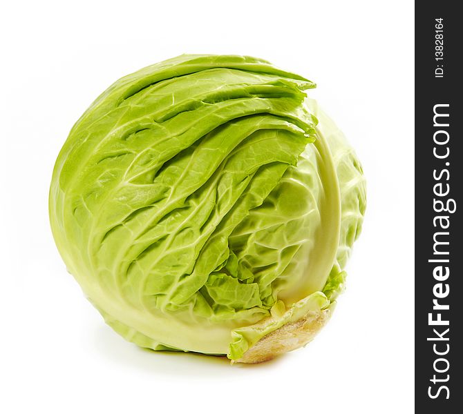 Head of cabbage on white background