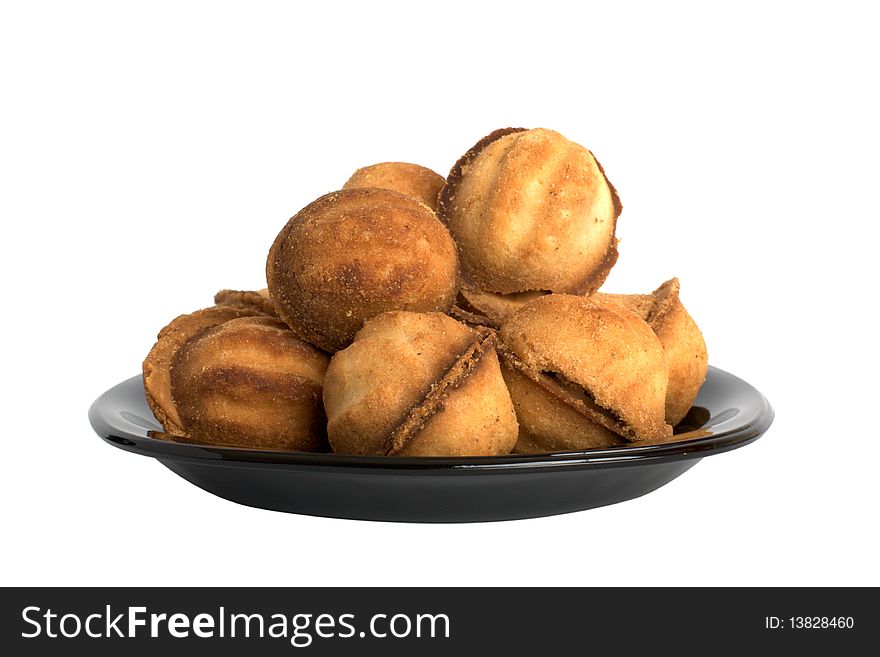 Nuts cookie isolated on white. Appetizing and tasty.