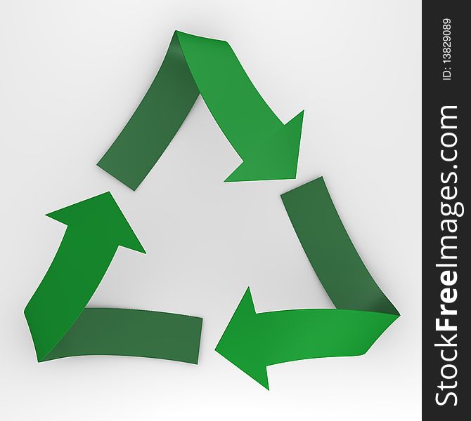 The symbol of recycle in white background, a 3d image. The symbol of recycle in white background, a 3d image
