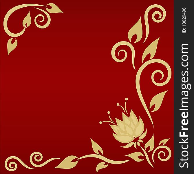 Festive card with golden floral element. Background with free space for Your text