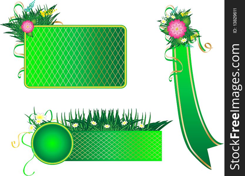 Summer  green banners with flowers. Summer  green banners with flowers