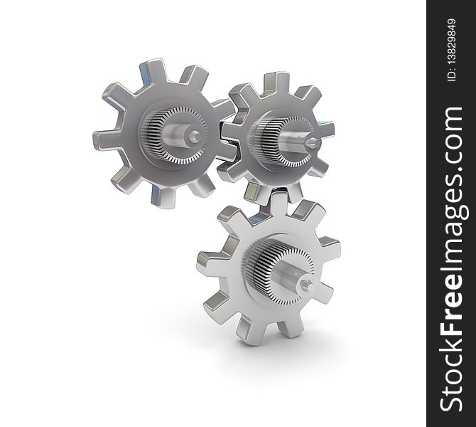 Gears over white background. 3d render