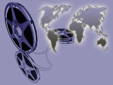 Two Film-roll And Earth Map Stock Images Two Film-roll And Earth Map Stock Images
