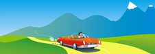 Roadster Car Crossing Country. Stock Images Roadster Car Crossing Country. Stock Images