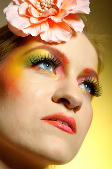 Summer Fashion Woman With Creative Eye Make-up Stock Photos Summer Fashion Woman With Creative Eye Make-up Stock Photos
