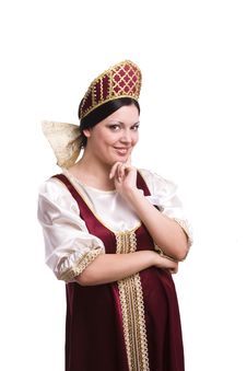 Woman In Russian Traditional Costume Stock Photo