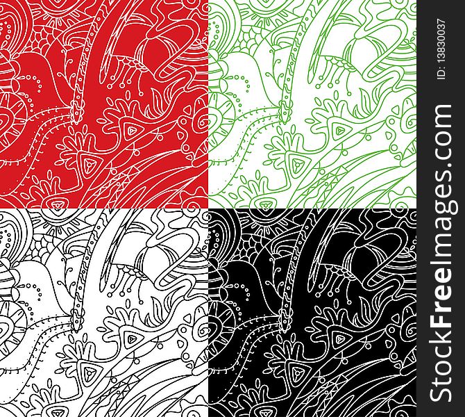 Set of  4 abstract seamless patterns
