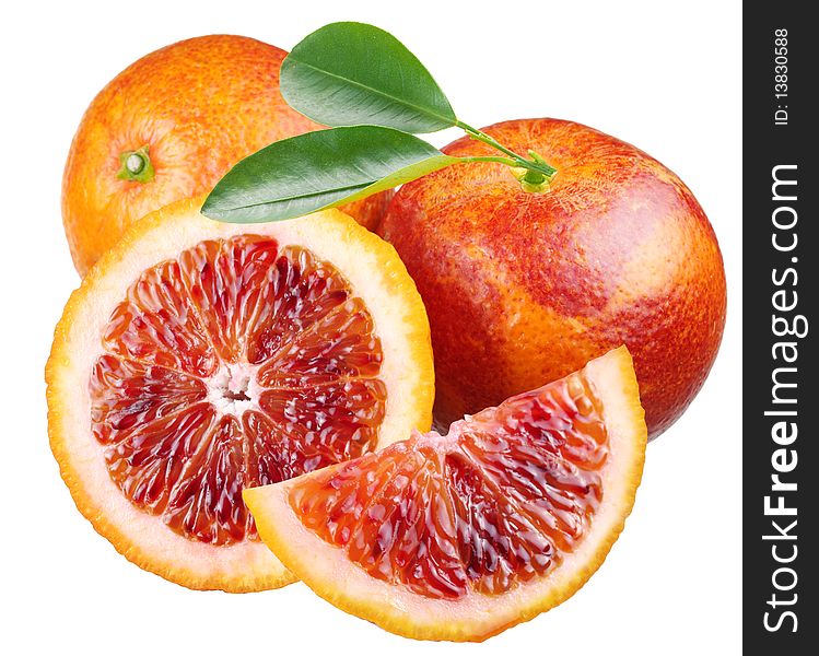 Sicilian red oranges on a white background. Sicilian red oranges on a white background