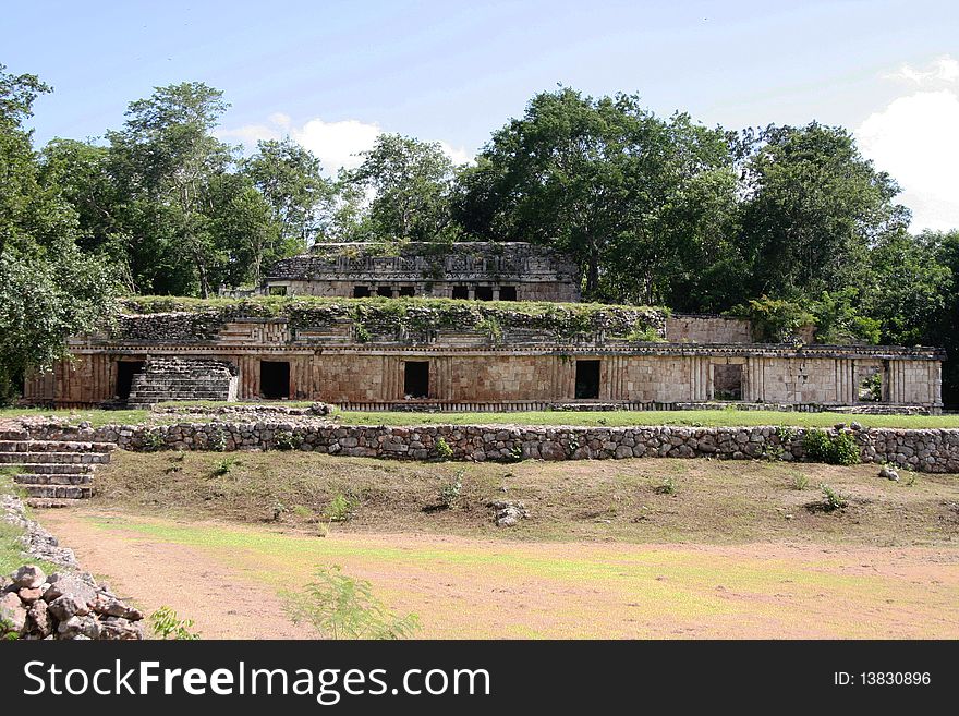 Ruins Of A Mexican Maya Palace In Yucatan