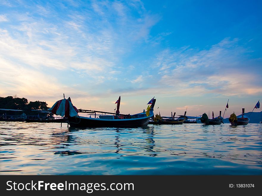 Boat in the seabay in Thailand