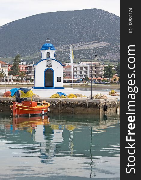 Little Church and Boat in the Port