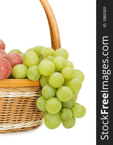 Wattled basket with grapes