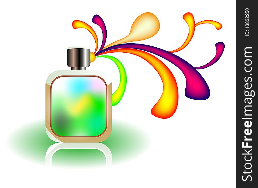 Perfume bottle with some colorful elements