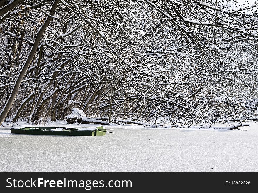 Beautyful Winter lake landscape in Hungary