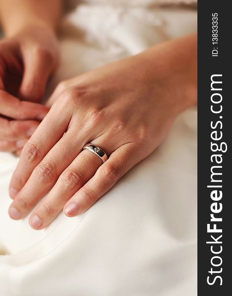 Wedding Ring on Bride's Hand. Wedding Ring on Bride's Hand