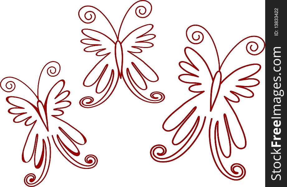 Abstract butterflies with pattern elements flying to air. Abstract butterflies with pattern elements flying to air