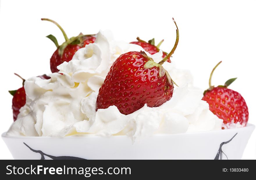 Strawberry smoothie on a white background