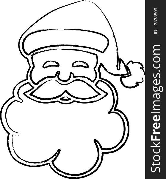 Santa claus face illustration on white background
