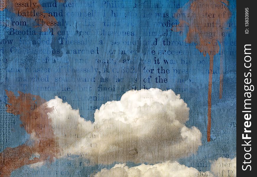 Retro image of cloudy sky. Background - vintage grunge newspaper