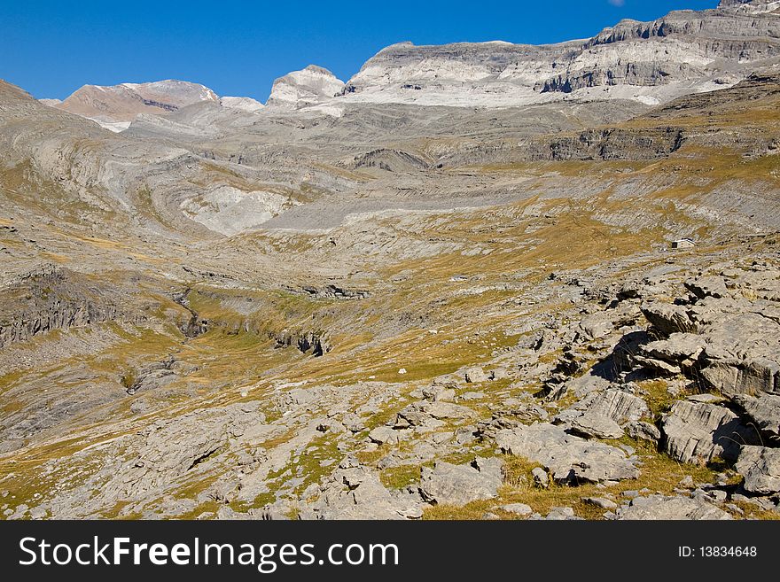 View on Monte Perdido Massif. Ordesa National Park in Spain.