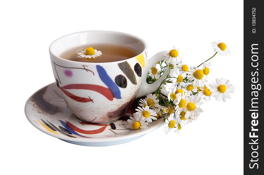 A Cup Of Chamomile Tea With A Daisies