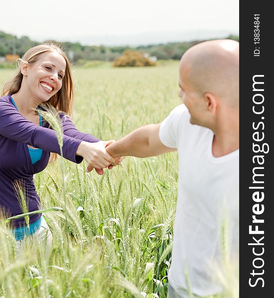 Romantic couple in love outside