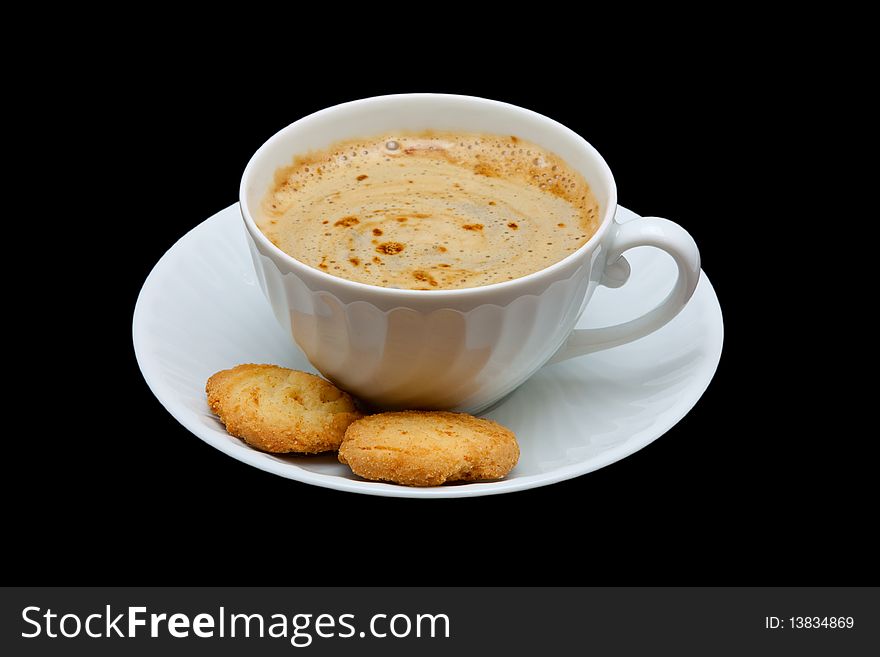 Cup of coffee isolated on the black