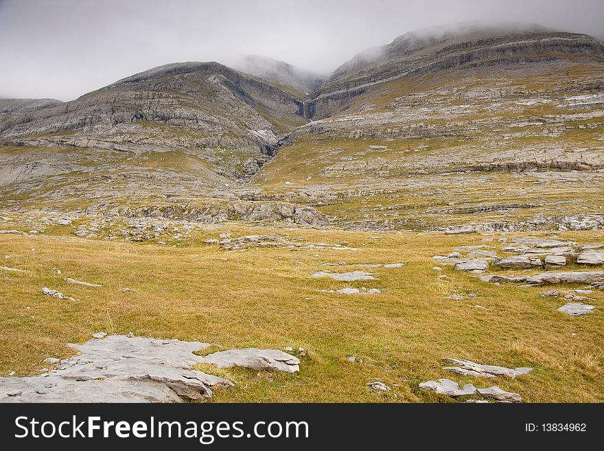 Pattern wall in mountain - Ordesa National Park - Spain. Autumn rainy day. Pattern wall in mountain - Ordesa National Park - Spain. Autumn rainy day.