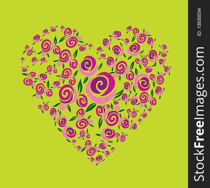 Vector modern colorful background with heart shape from flowers