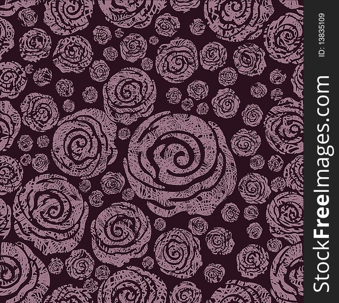 Vector Seamless grunge rose pattern