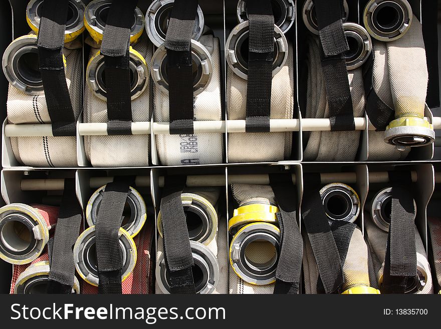 A lot of hoses ready to extinguish