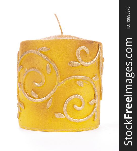 Gold candle with white background