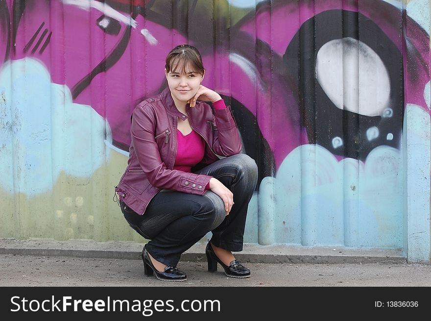 Teen Girl And Graffiti