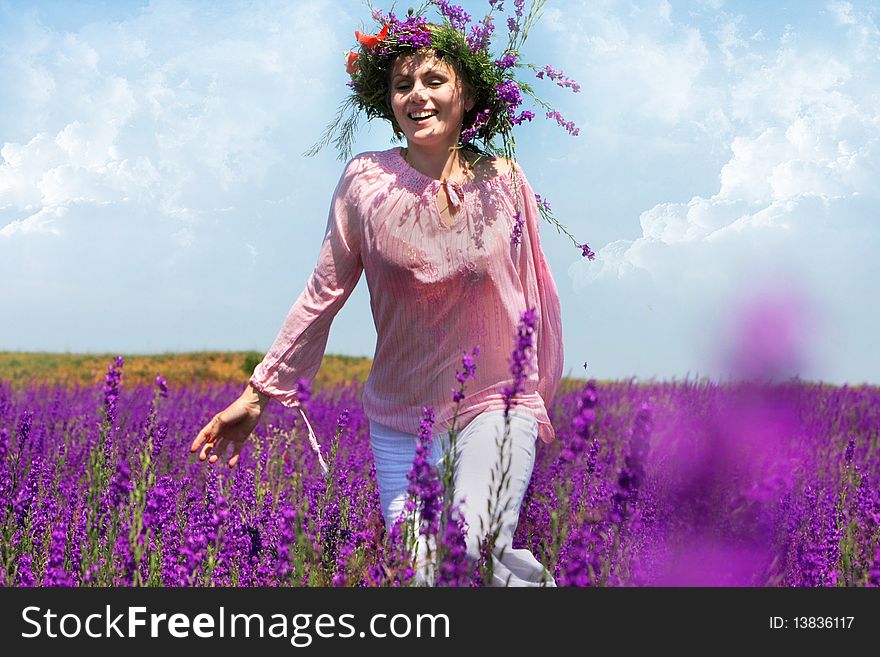 Happy girl on natural background