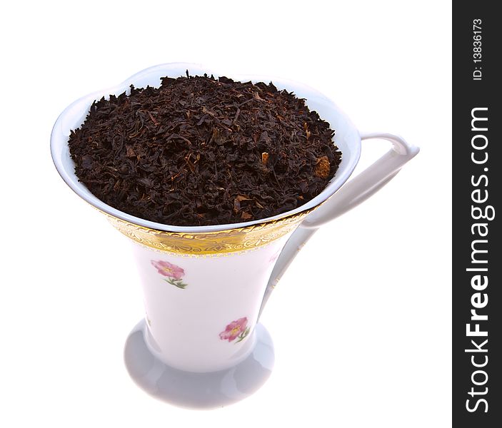 Selected Dry Black Tea Leaves In Beautifull Cup