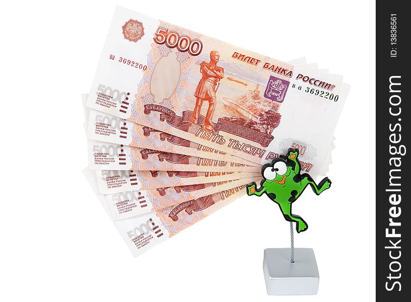 Bills 5000 roubles in stand in the manner of frogs